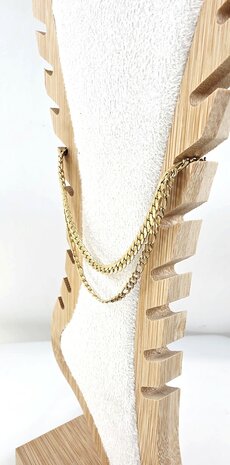 Zweilagiges Edelstahl-Fu&szlig;kettchen &ndash; L&auml;nge 23 x 6 cm &ndash; Goldfarben