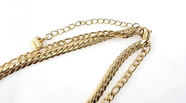 Zweilagiges Edelstahl-Fu&szlig;kettchen &ndash; L&auml;nge 23 x 6 cm &ndash; Goldfarben