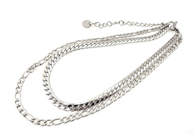 Zweilagiges Edelstahl-Fu&szlig;kettchen &ndash; L&auml;nge 23 x 6 cm &ndash; Silberfarben