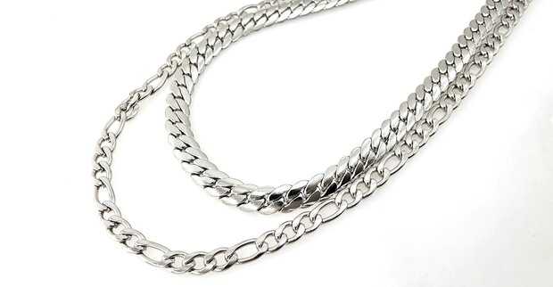 Zweilagiges Edelstahl-Fu&szlig;kettchen &ndash; L&auml;nge 23 x 6 cm &ndash; Silberfarben