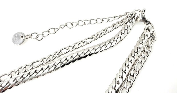 Zweilagiges Edelstahl-Fu&szlig;kettchen &ndash; L&auml;nge 23 x 6 cm &ndash; Silberfarben