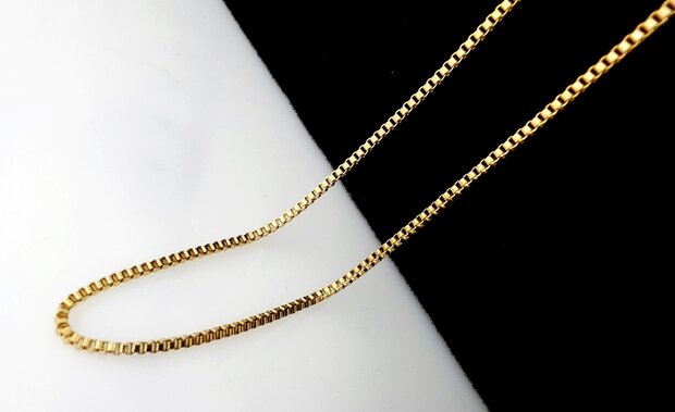 Kette &ndash; Quadratische venezianische Gliederkette aus Edelstahl, L 60 cm * D 1,5 mm, goldfarben