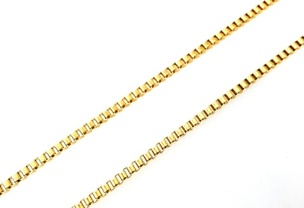Kette &ndash; Quadratische venezianische Gliederkette aus Edelstahl, L 60 cm * D 1,5 mm, goldfarben