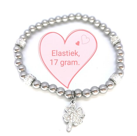 Armband aus Edelstahlperlen in Kleeblattform auf elastischem Band