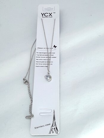 Gliederkette, rund halbe offen, Zirkonia, Edelstahl