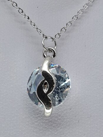 Gliederkette, rund halbe offen, Zirkonia, Edelstahl