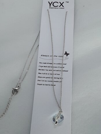 Gliederkette, rund halbe offen, Zirkonia, Edelstahl