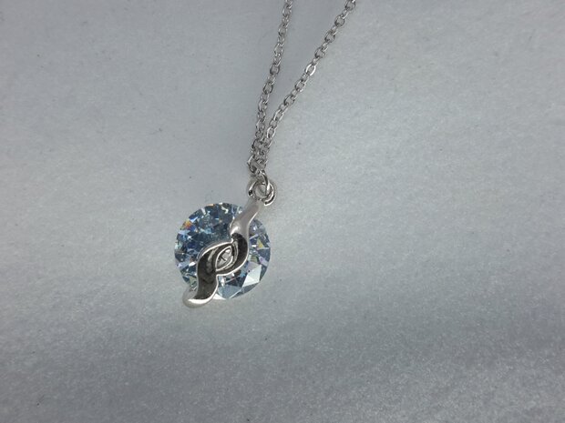 Gliederkette, rund halbe offen, Zirkonia, Edelstahl