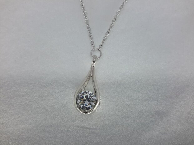 Gliederkette, viereckig tropfen, zirkonia, Edelstahl