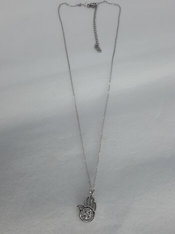 Gliederkette, hamsahand, strass, Edelstahl