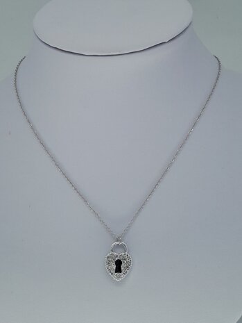 Gliederkette, herzenschloss, strass, Edelstahl