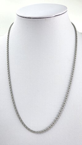 Edelstahl silberfarben Kordelkette gedreht L 55 cm x T 3 mm