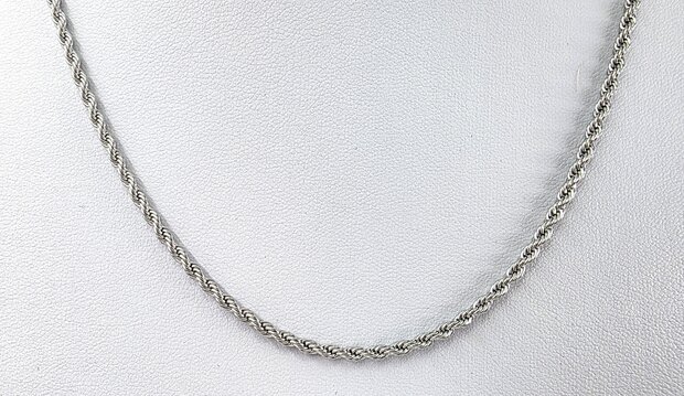 Edelstahl silberfarben Kordelkette gedreht L 55 cm x T 3 mm