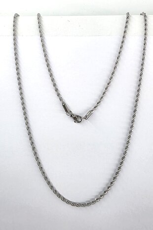Edelstahl silberfarben Kordelkette gedreht L 55 cm x T 3 mm