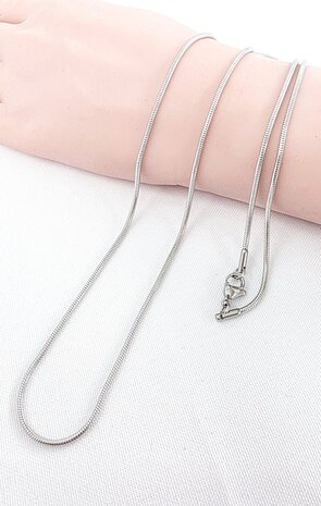 Halsketting, RVS, Ronde, Slangenketting L 70 cm