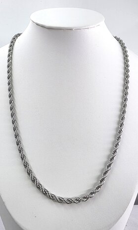 Edelstahl silberfarben Kordelkette gedreht L 50 cm x T 4 mm
