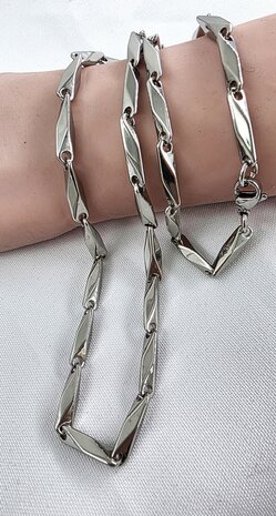 Edelstahl Poliert schakel kette, 60 cm.