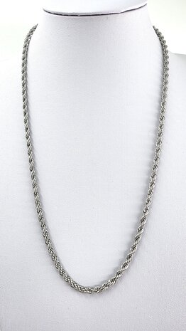 Edelstahl silberfarben Kordelkette gedreht L 60 cm x T 4 mm