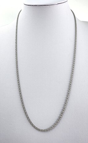 Halsketting rvs gevlochten/Gedraaide L 60 cm*Br 2mm