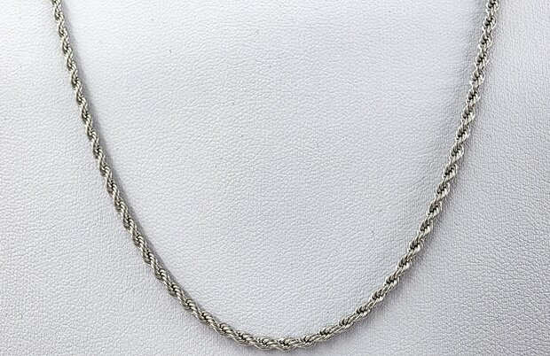 Halsketting rvs gevlochten/Gedraaide L 60 cm*Br 2mm