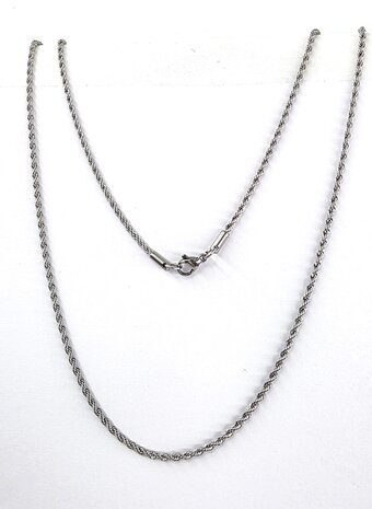 Halsketting rvs gevlochten/Gedraaide L 60 cm*Br 2mm