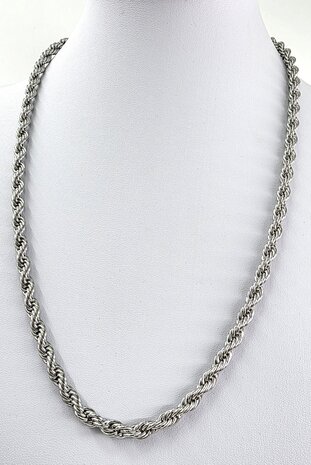 Halsketting Heren rvs Rope/gevlochten/Gedraaide motief L 60cm * Br 5mm 