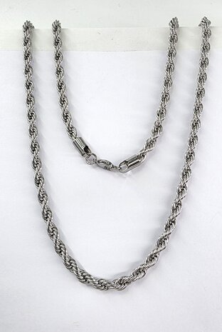 Halsketting Heren rvs Rope/gevlochten/Gedraaide motief L 60cm * Br 5mm 