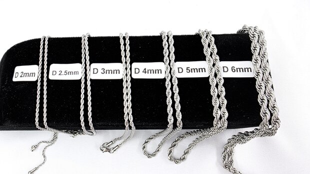 Halsketting Heren rvs Rope/gevlochten/Gedraaide motief L 60cm * Br 5mm 
