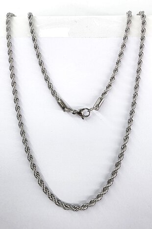 RVS Set Zilverkleurige twisted ketting met armband