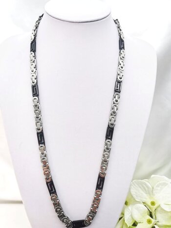 Koningsketting RVS Bi-color platte 70 cm