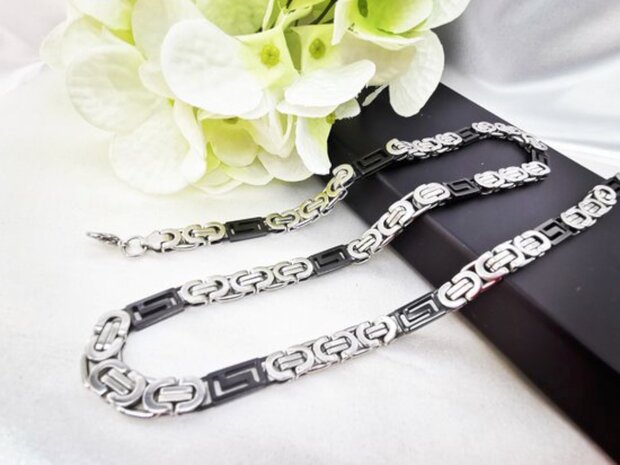 Koningsketting RVS Bi-color platte 70 cm