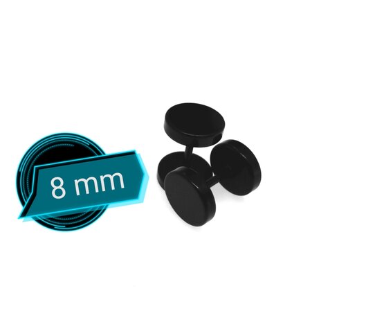 Zwarte Studs-oorbellen-&Oslash; 10 -12 mm cool-gitzwarte coating -cool-als fake plugs.