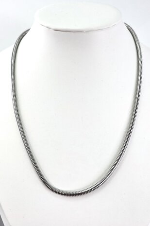 Runde Schlangenkette aus Edelstahl, silberfarben, L&auml;nge 45 cm