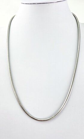 Runde Schlangenkette aus Edelstahl, silberfarben, L&auml;nge 60 cm