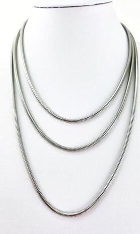 Runde Schlangenkette aus Edelstahl, silberfarben, L&auml;nge 60 cm