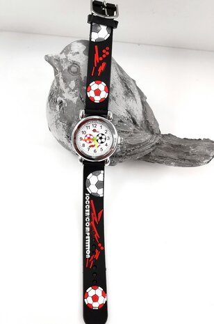 KinderHorloge | 3D Voetbal zwart | Siliconen