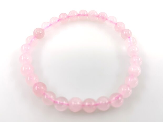 Armband &ndash; Rozenkwarts&ndash; Natuurstenen kralen &ndash; 20 cm &ndash; &Oslash; 6mm.