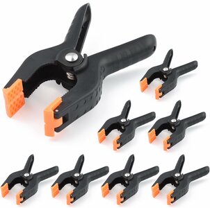 6 Stück 9" Kraftvolle Federklemme aus Kunststoff, Marktklemme, Planenklemme, Marktstandklemme, Schwarz