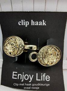 vest Clip haak, medaillon roos, goud kleurig